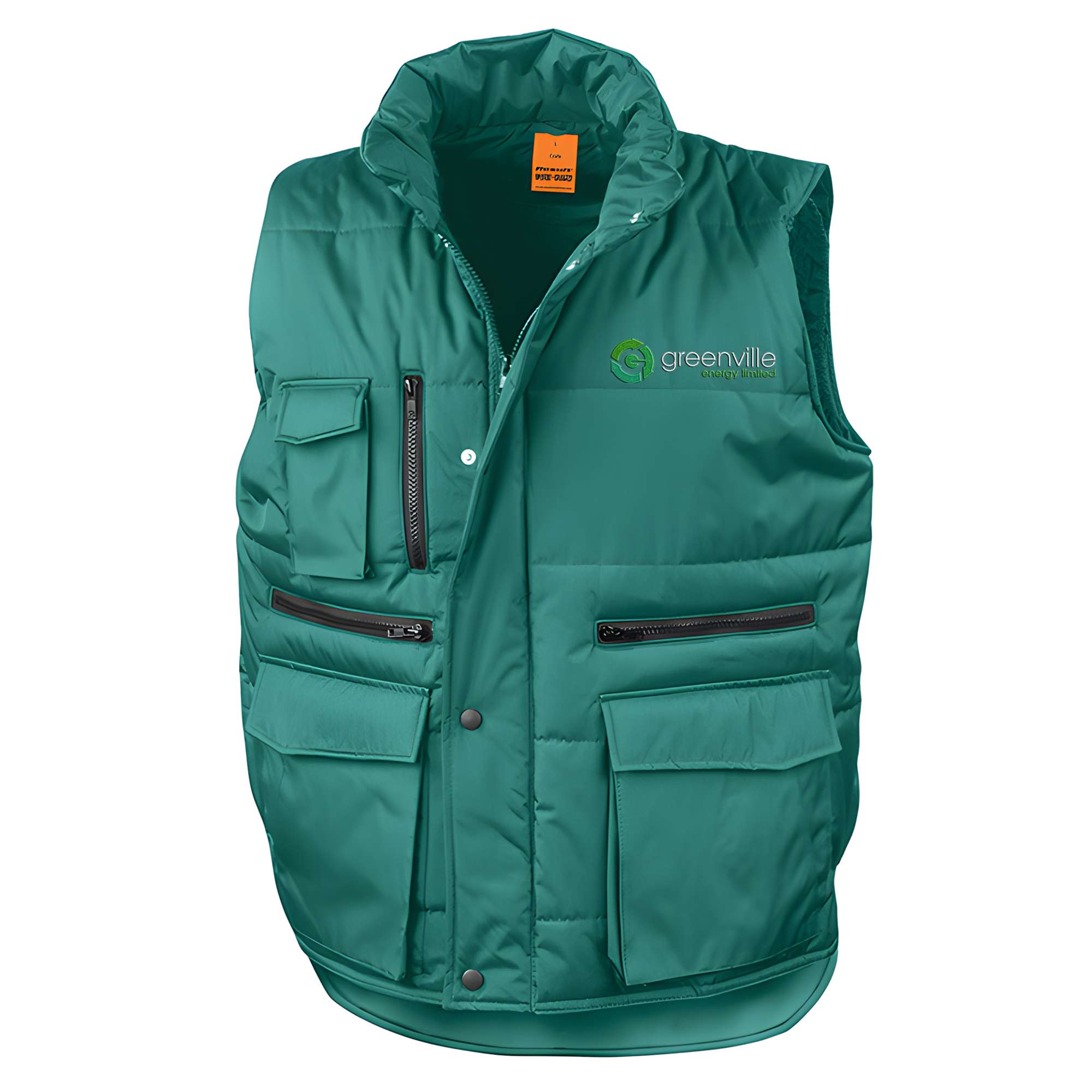 Lance Ripstop Bodywarmer Green Front branded